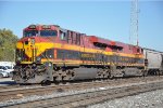 Loaded grain train waits for new crew